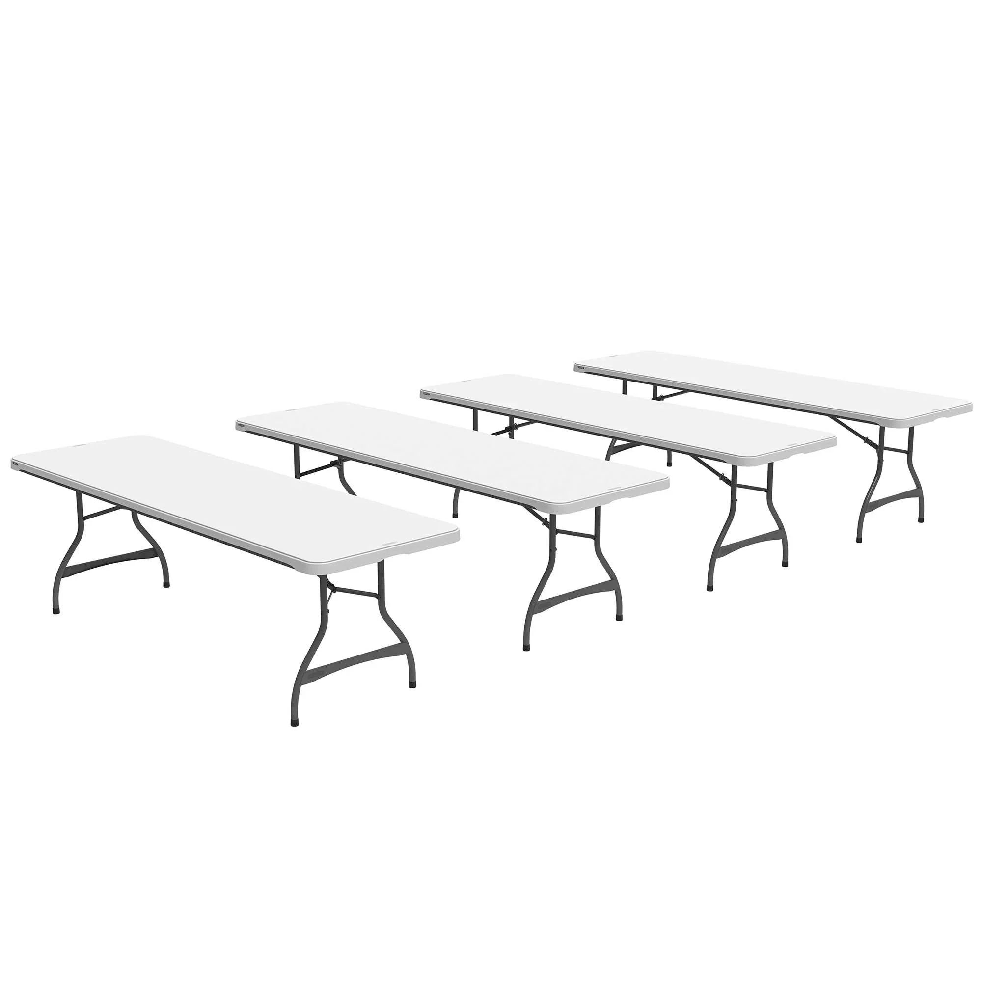 Lifetime 8 Foot Rectangle Folding Table, Indoor/Outdoor Commercial Grade, White Granite, Set of 4 (80344)