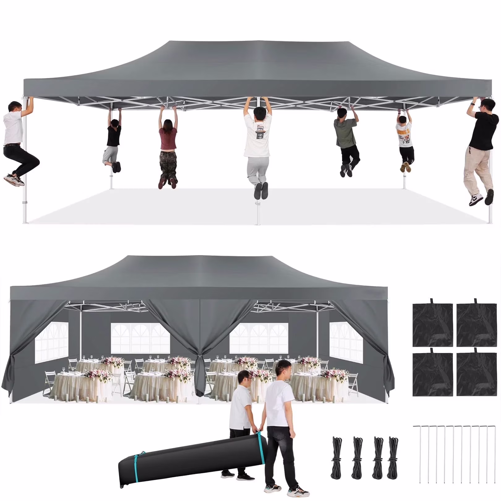 COBIZI 13x26 Heavy Duty Commercial Canopy Tent,Easy Pop Up Party Tent Gazebo,Outdoor Portable Party Canopy,Extra-large Size Space For Outside Wedding Gathering Activities,Waterproof&UPF 50+,White