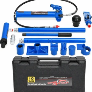 10-Ton Porta Power Kit Heavy Duty Hydraulic Auto Body Frame Repair Set with 4.6 ft Oil Hose and Portable Storage Case for Car Truck SUV Farm Garage and Workshop