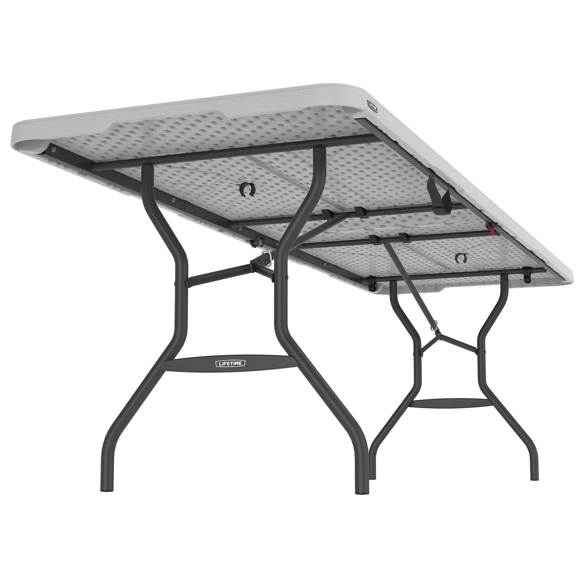Lifetime 8 Foot Fold-in-Half Rectangle Table, Indoor/Outdoor Commercial Grade, White Granite (280270)
