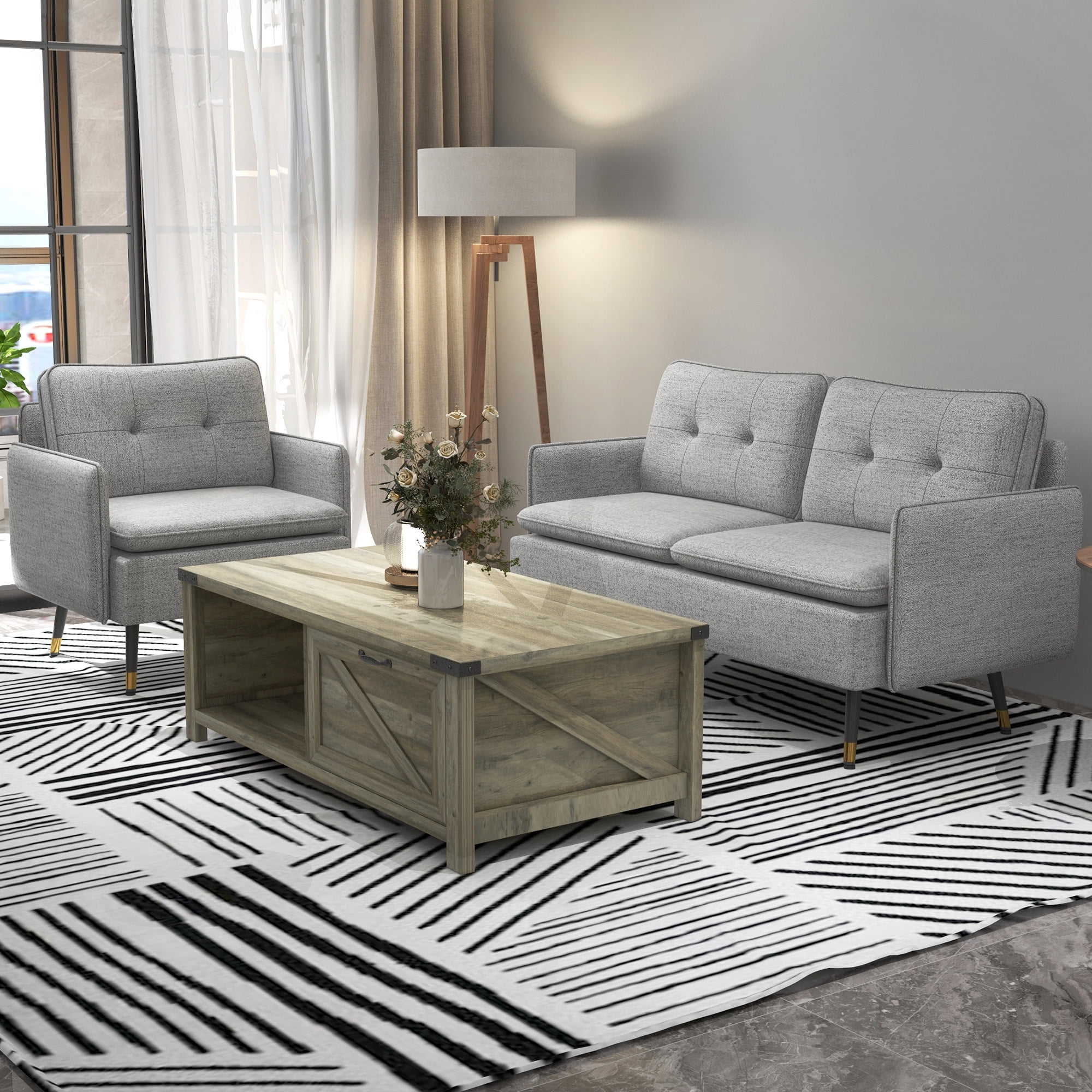 HOMCOM 55" Loveseat Sofa for Bedroom Love Seats for Small Space
