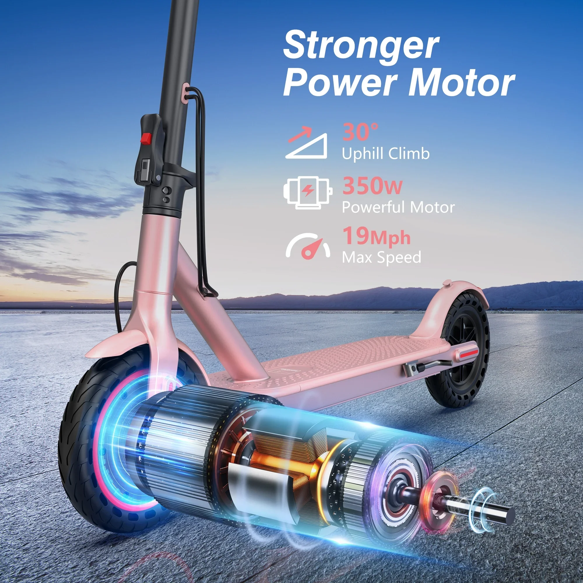 AOVOPRO WHITE ES80 350W 8.5' Foldable Electric Scooter for Adults and Child, 21 Miles Range