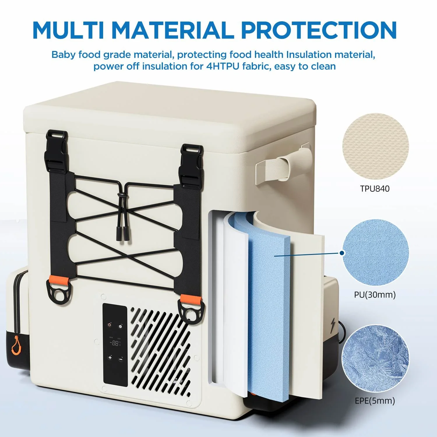 Litheli 16L Backpack Refrigerator, 55W Portable Electric Fridge Freezer Compressor Cooler for Fast Cooling Down to -4-F with Ergonomic Backpack Design for Camping Car RV Home