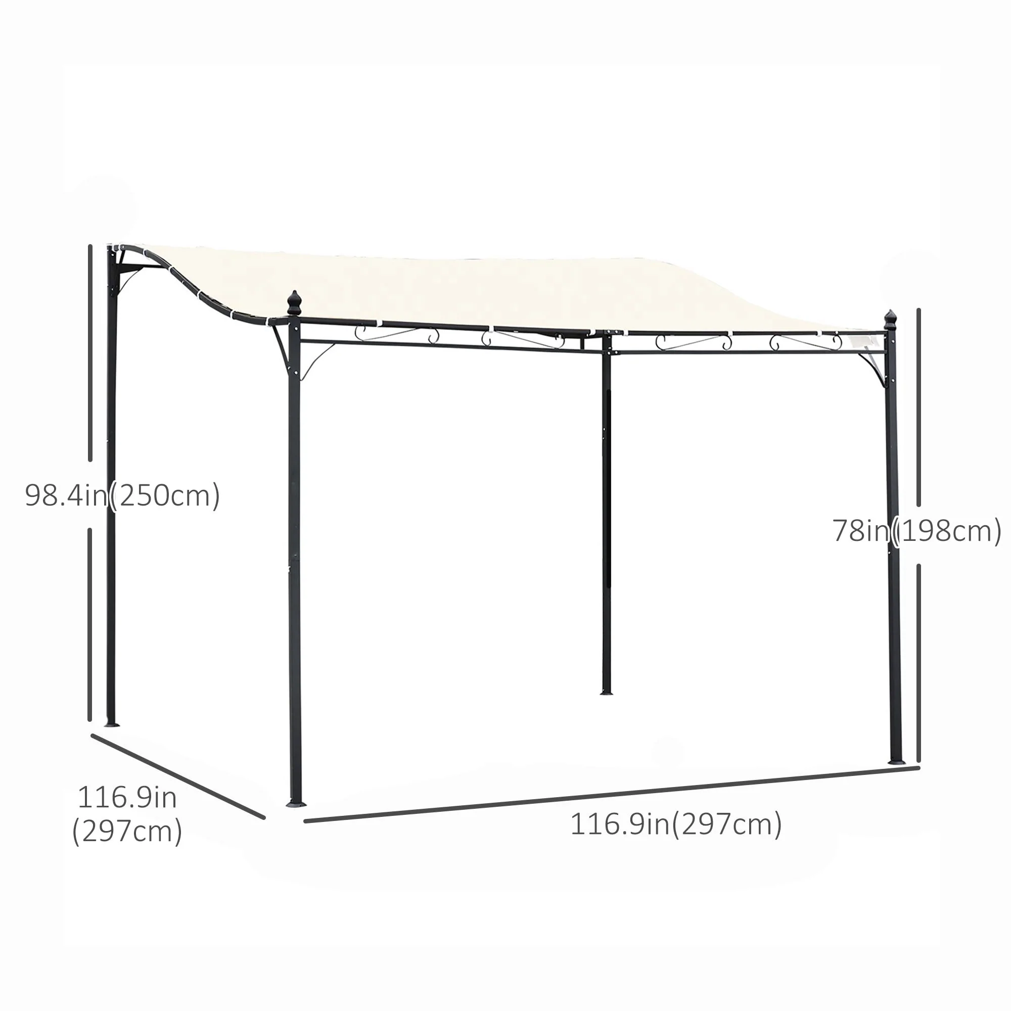 Outsunny 10'x10' Steel Pergola Gazebo Canopy Patio Outdoor Portable Sun Shelter Door Porch Cover Cream White