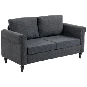 HOMCOM Loveseat Sofa Corduroy Upholstered Love Seat w/ Curved Armrest