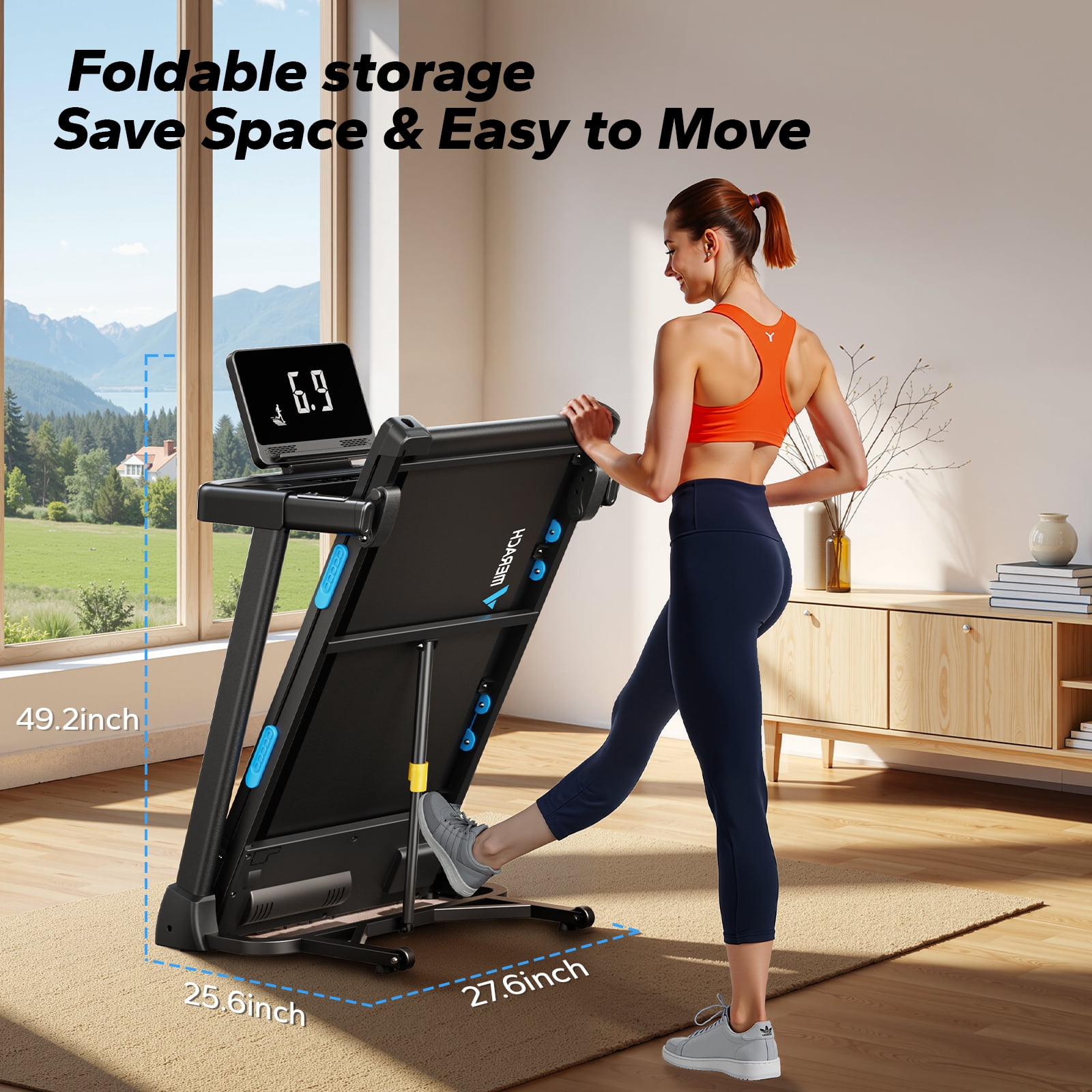 MERACH Folding Treadmill with , Fitness Treadmill for Home with APP, 300 lbs Capacity