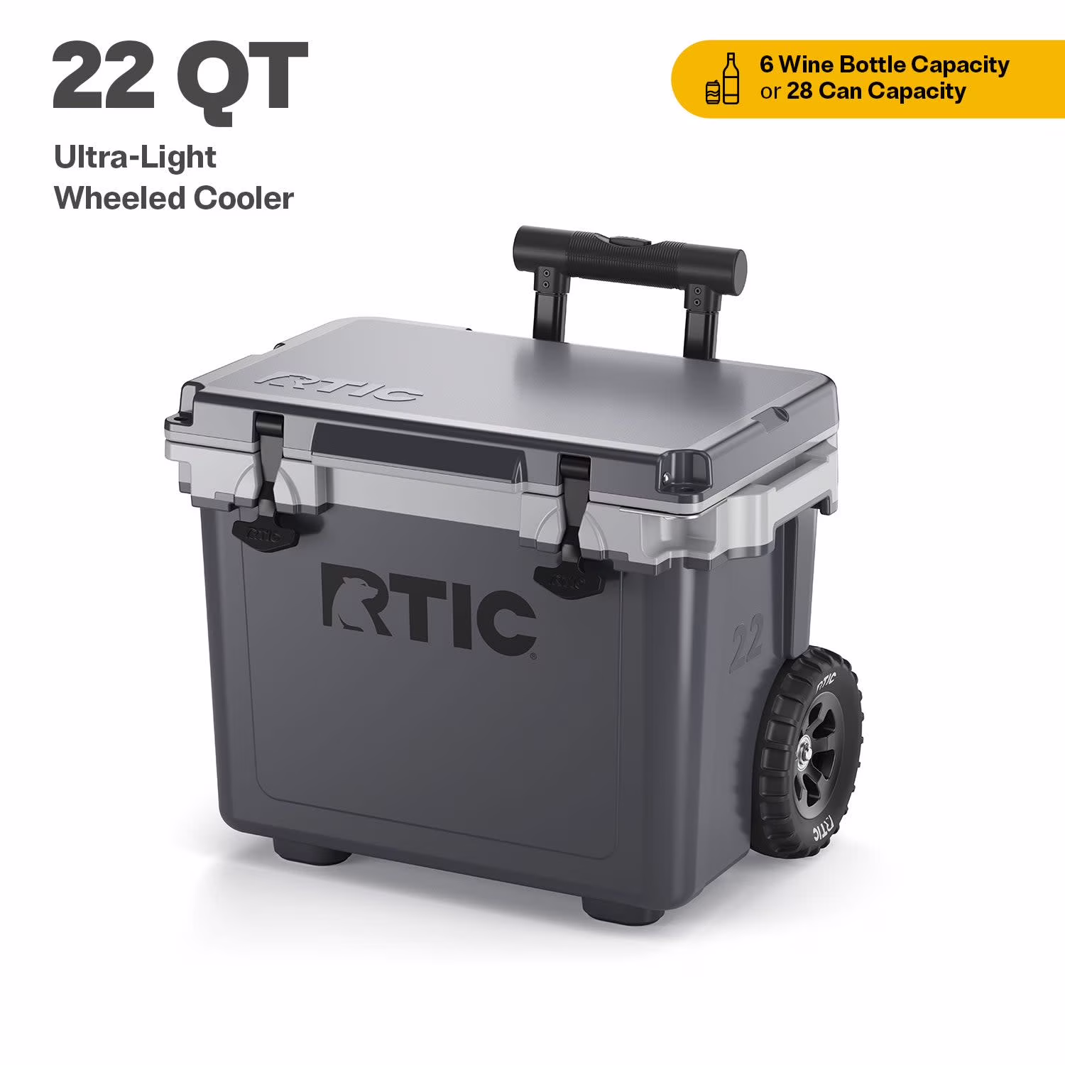 RTIC 22 QT Ultra-Light Wheeled Hard-Sided Ice Chest Cooler, Fits 28 Cans or 6 Wine Bottles, Patriot