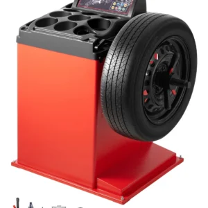 KFFKFF Tire Changer Machine, 18" Spindle, Durable Tire Balancer with 4 Size of Conic & 45# Steel, Reinforced Tire Balancer with Complete Measuring Tools & Multi-Compartment
