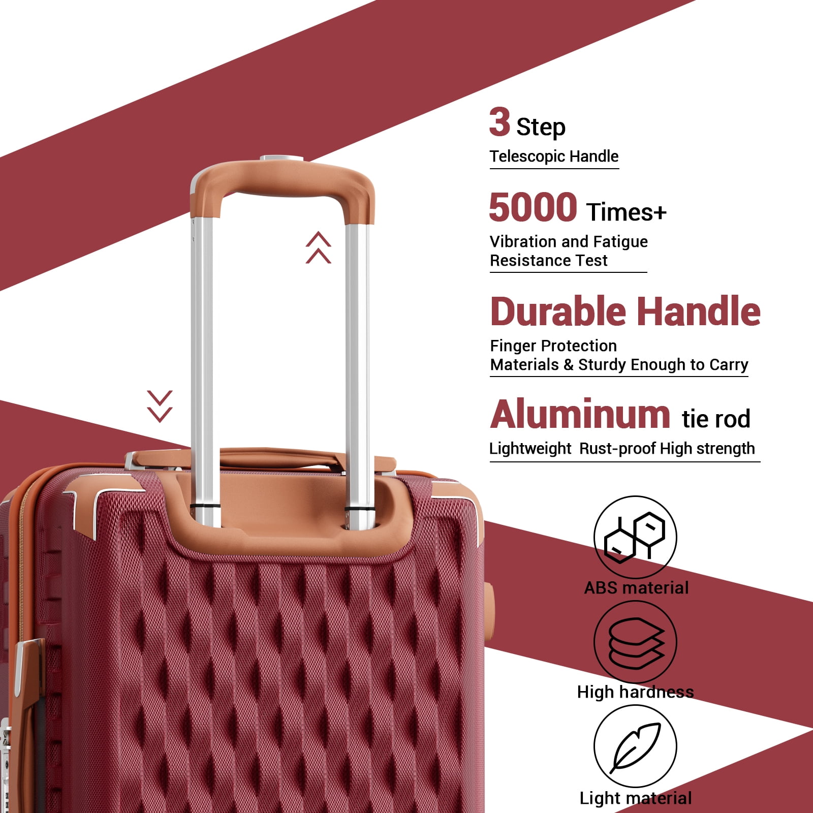Melalenia - 7 Luggage Sets ABS Hardside Spinner Luggage -With Spinner Wheels and TSA Lock