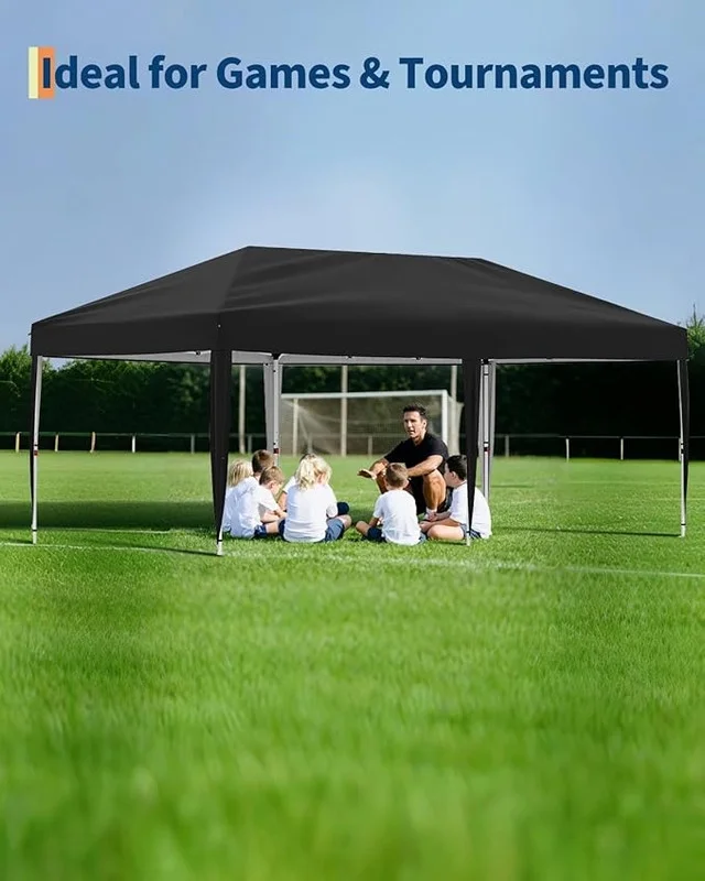 10x20 Pop Up Canopy Tent with 4 Sidewalls, Heavy Duty Outdoor Canopy UPF 50+ All Season Waterproof Commercial Street Vendors Party Tents with Roller Bag, 8 Stakes & 6 Sandbags,Khaki
