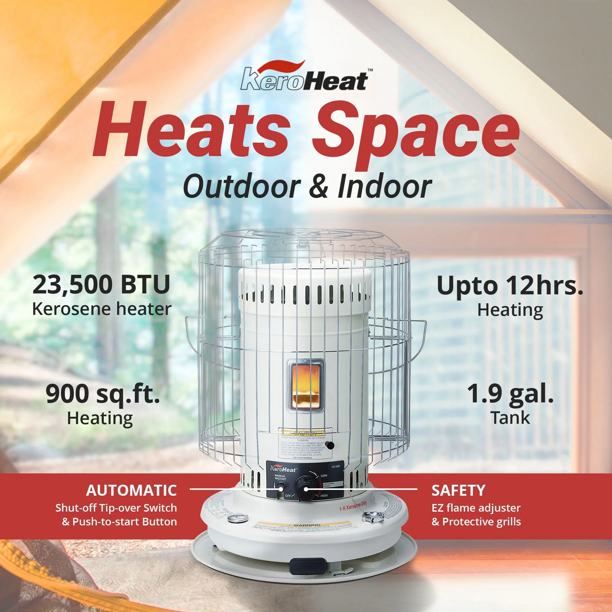 Sengoku KeroHeat 23,500 BTU Portable Convection Kerosene Heater, 2 Pack