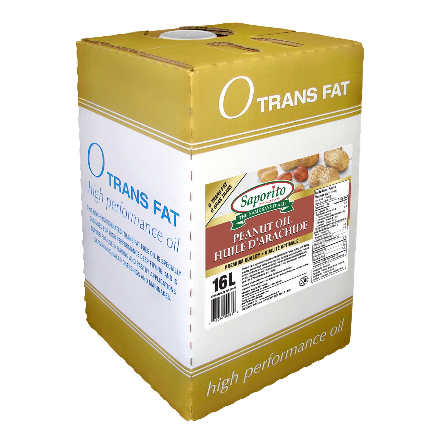 Saporito Peanut Oil, 16 L