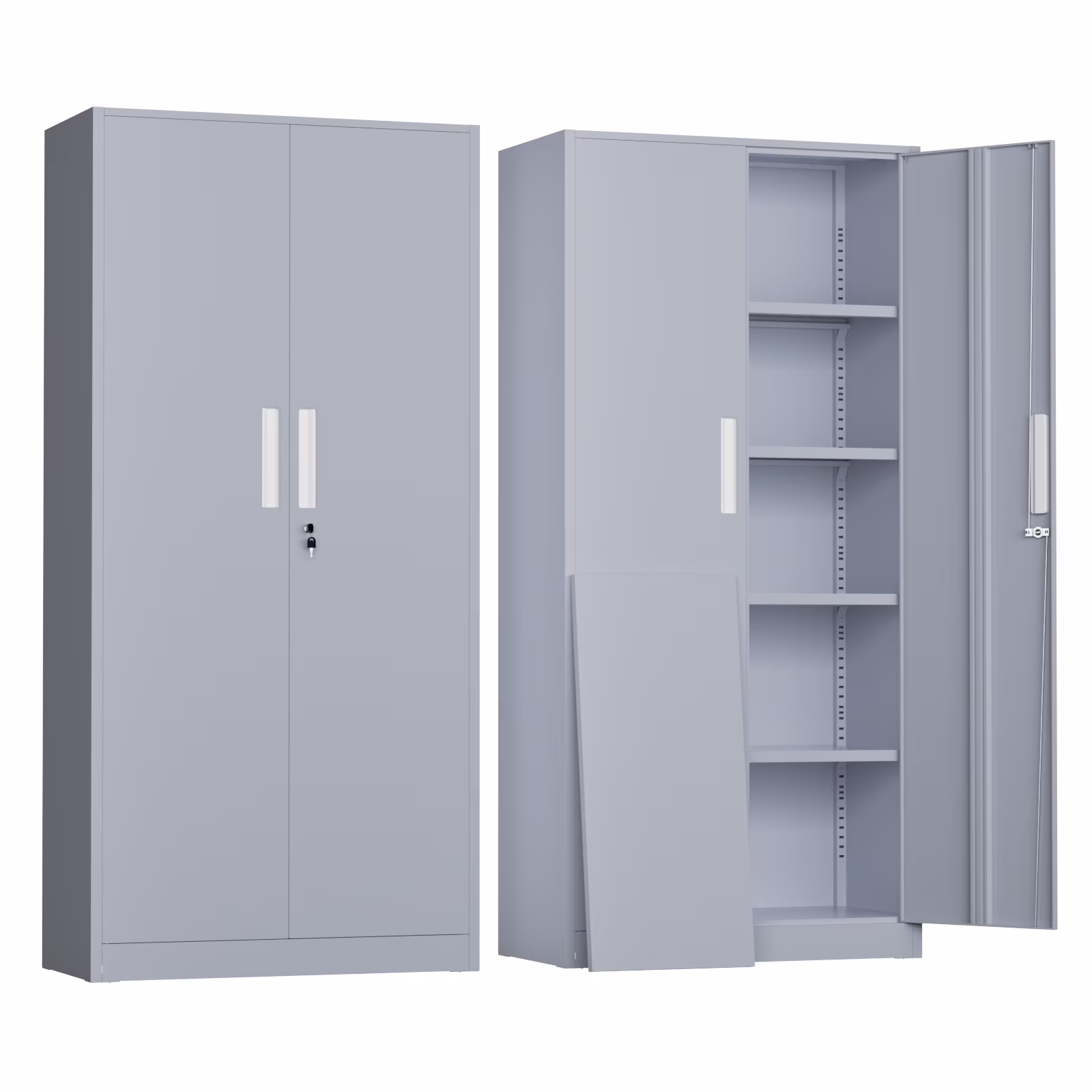 SOLAURA 71" Metal Garage Storage Cabinet with Locking Doors and Adjustable Shelves for Home, Office(Black)