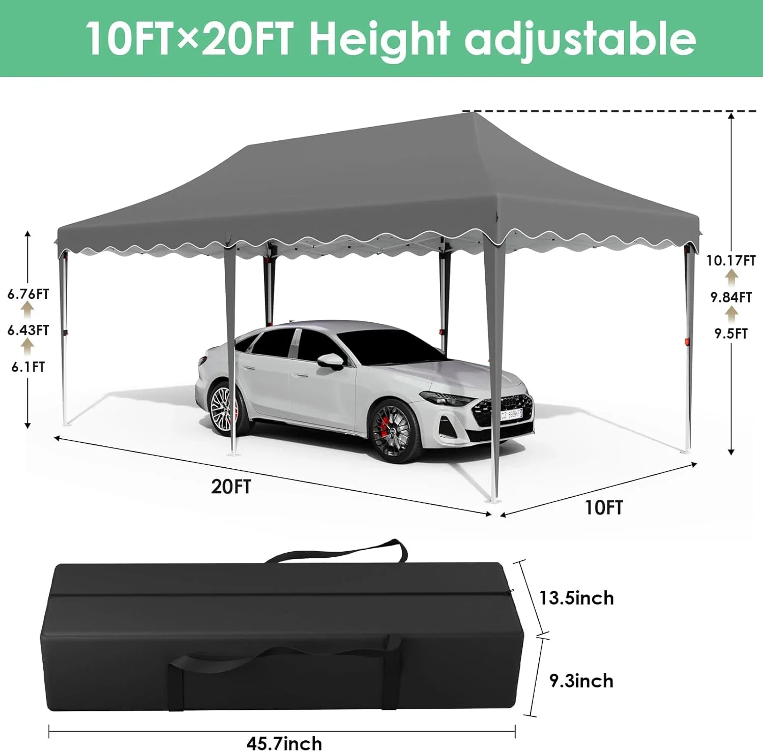 LAZY BUDDY 10'x20' Pop up Canopy Tent with 6 Sidewalls, Heavy Duty Outdoor Canopy Tent Commercial Instant Folding Sun Shelter for Party, Wedding, Camping