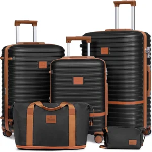 Joyway - 5-Piece Luggage Sets ABS Hardside Spinner Luggage -(Expandable Suitcase20"24")28-in Checked Luggage