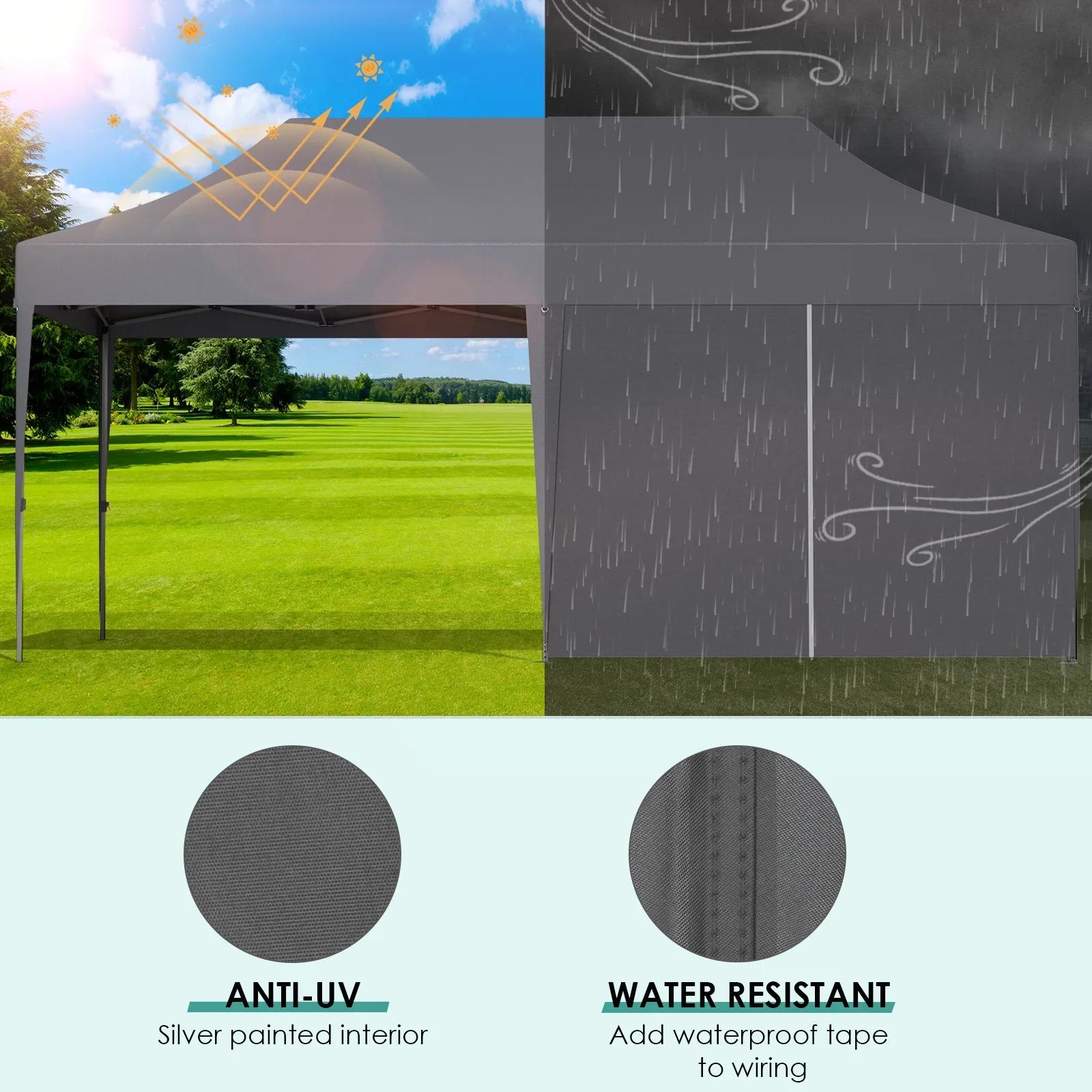 LAZY BUDDY 10'x20' Pop up Canopy Tent with 6 Sidewalls, Heavy Duty Outdoor Canopy Tent Commercial Instant Folding Sun Shelter for Party, Wedding, Camping