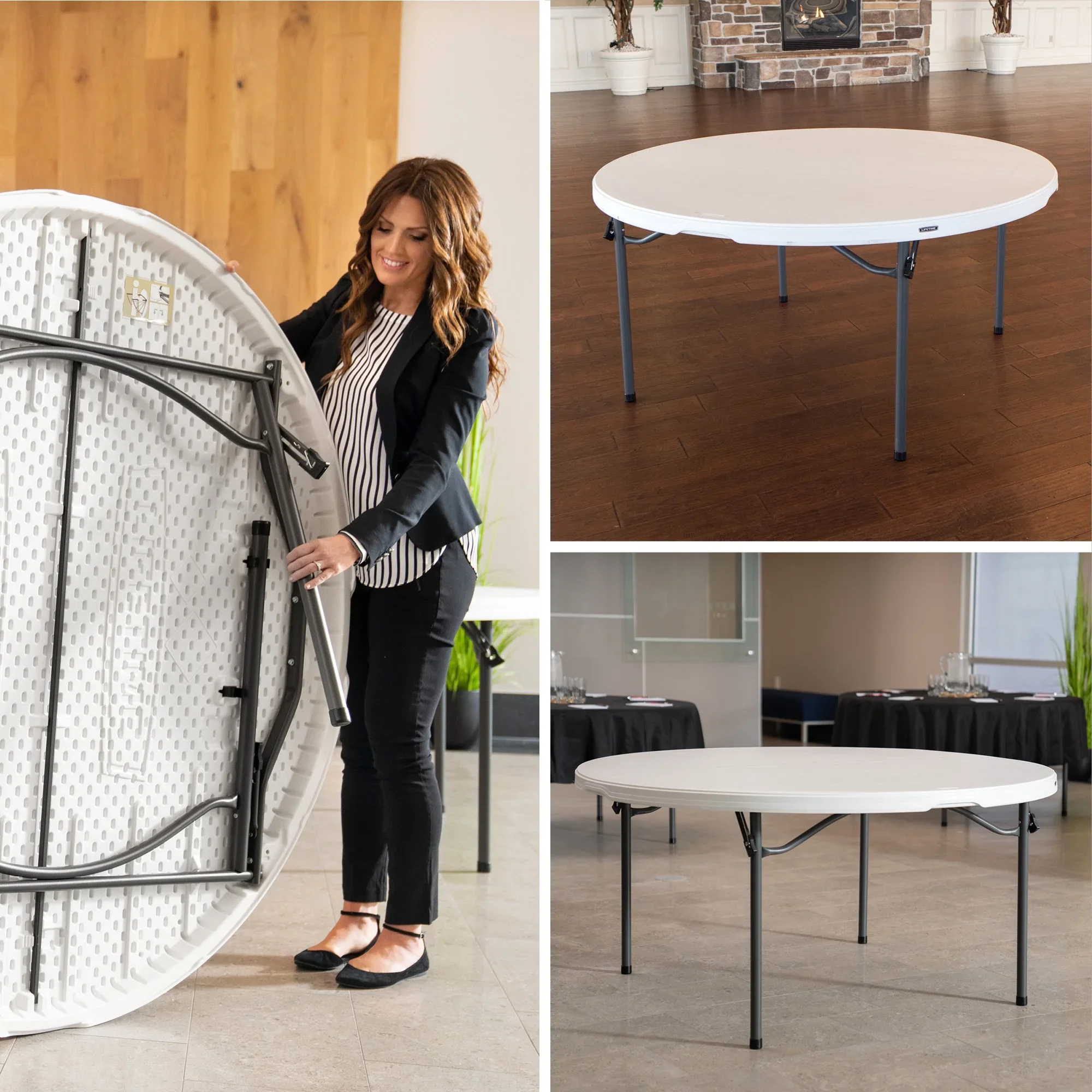Lifetime 60 inch Round Folding Table, Indoor/Outdoor Commercial Grade, Almond (280435)