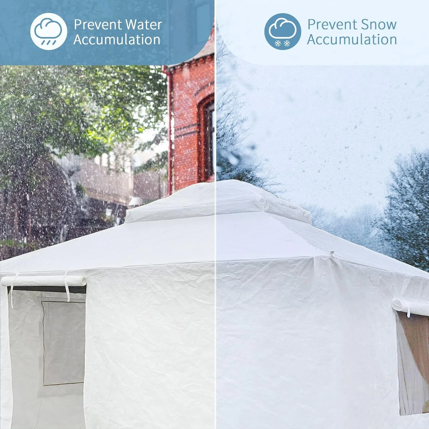 Domi 10' x 12' Double Roof Universal Winter Gazebo Cover for Hardtop Gazebos,Enclosed Cover with Sidewalls and Mesh Windows Waterproof (White)