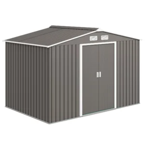 Outsunny 9.1'x 6.4' x 6.3' Garden Storage Shed w/ Steel Foundation Kit
