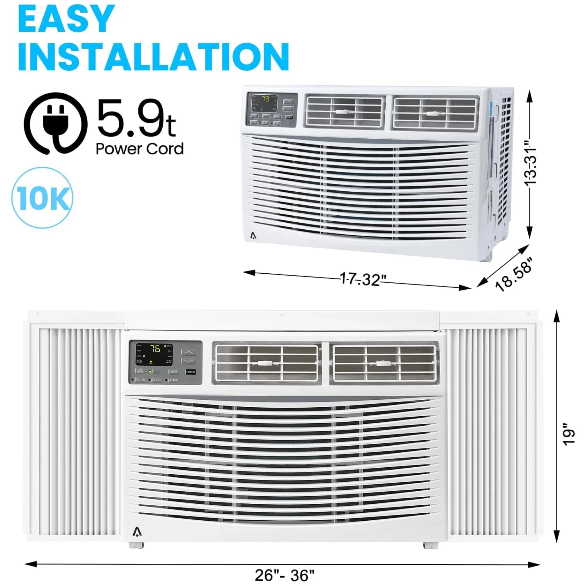 Garvee 5000 BTU Window Air Conditioner, Fast Cooling for Rooms up to 150 Sq. Ft, Window Ac Unit with 7 Level