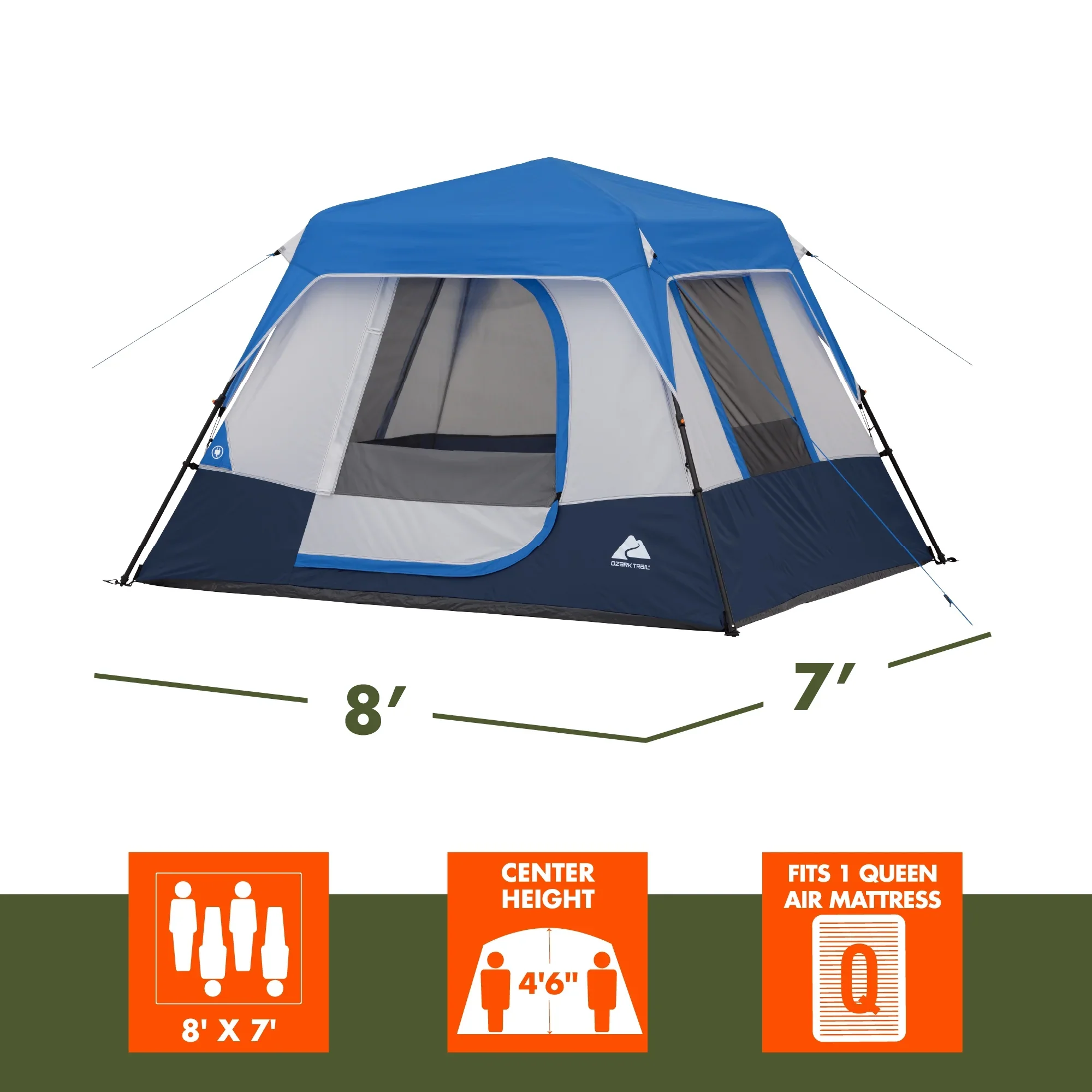 Ozark Trail 4-Person Instant Cabin Tent with LED Lighted Hub