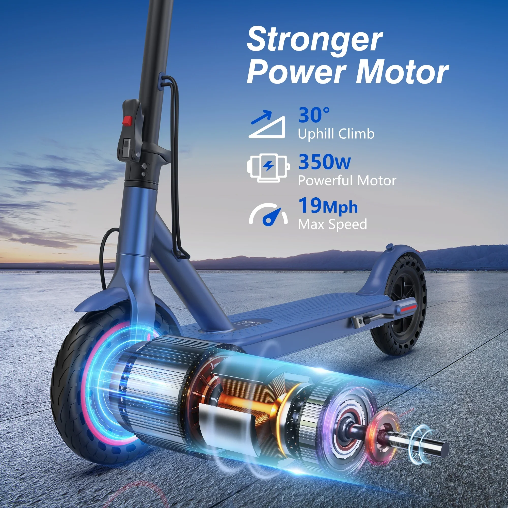 AOVOPRO WHITE ES80 350W 8.5' Foldable Electric Scooter for Adults and Child, 21 Miles Range