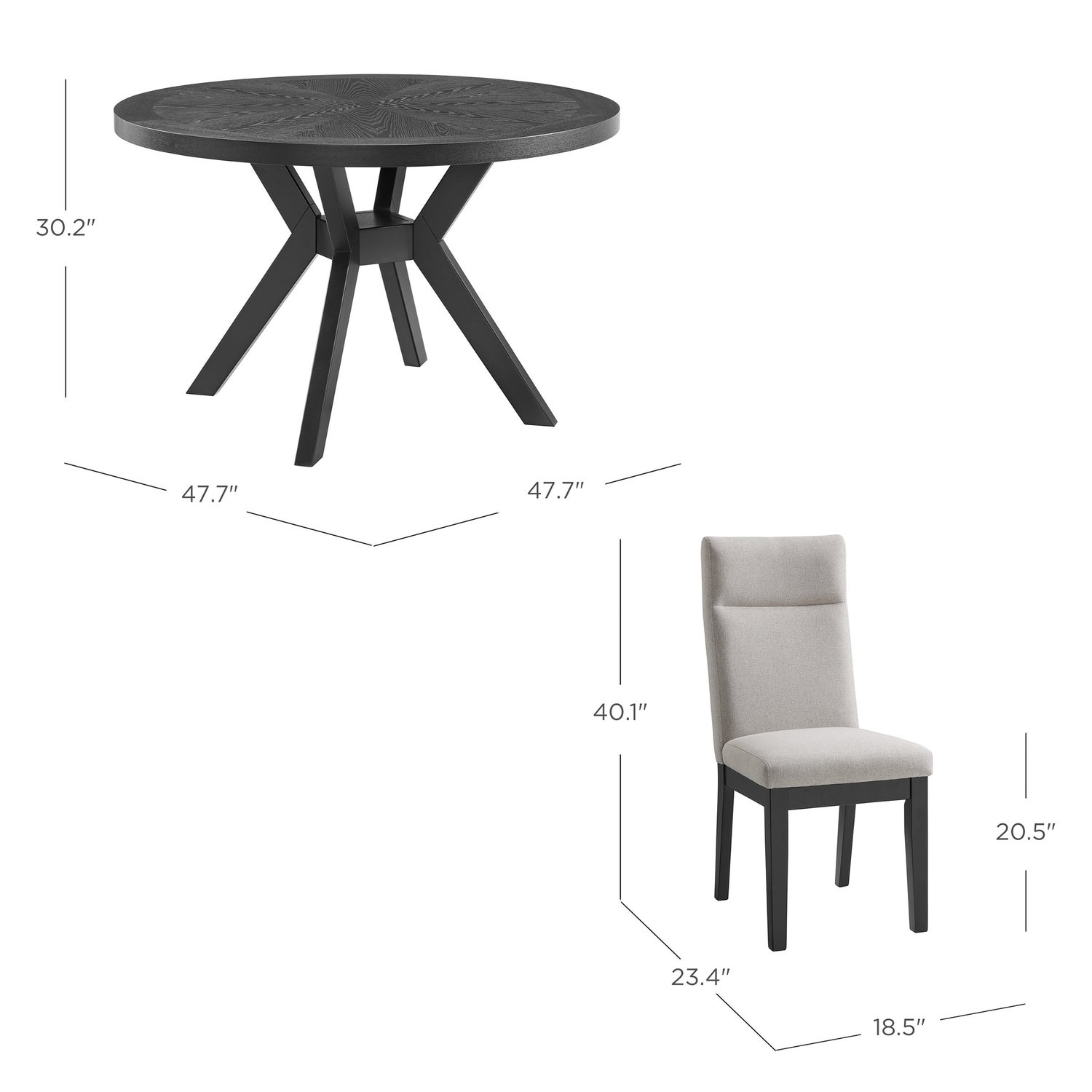 Bayside Furnishings - Kaelyn 5-piece Dining Room Set, 122 cm (48 in.) Diameter