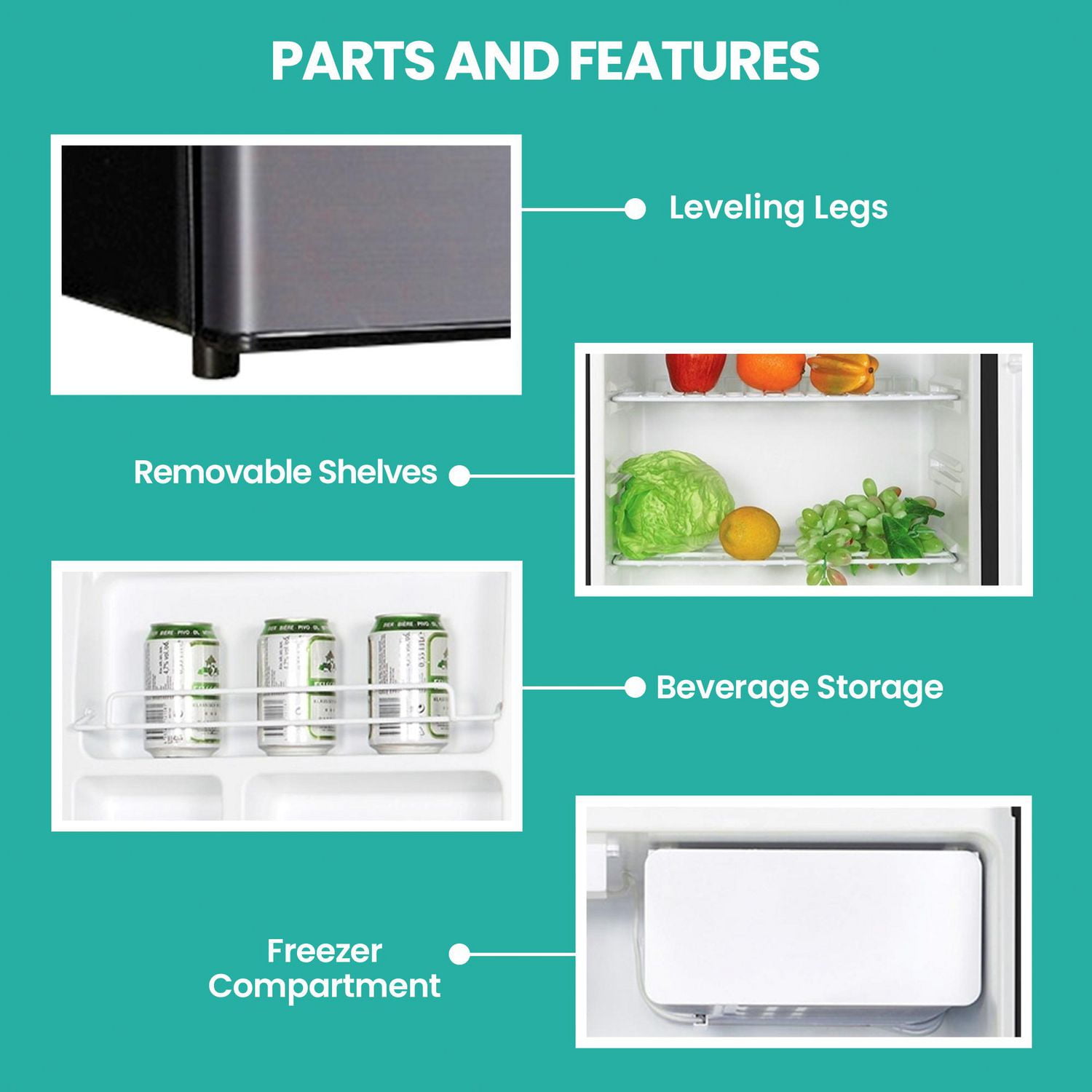 Koolatron Stainless Steel Compact Fridge with Freezer, 4.4 Cu. Ft. Modern Refrigerator for Home & Dorm