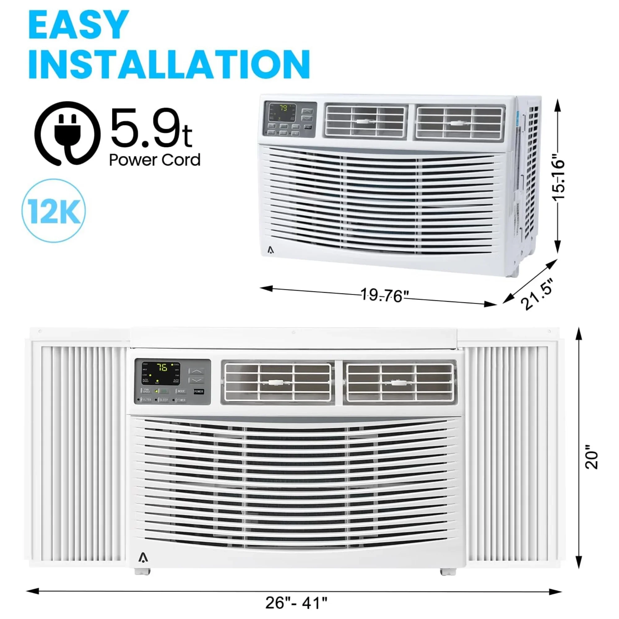 Garvee 5000 BTU Window Air Conditioner, Fast Cooling for Rooms up to 150 Sq. Ft, Window Ac Unit with 7 Level