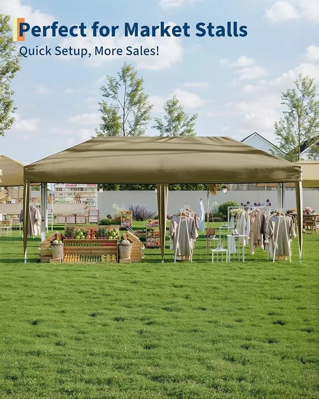 10x20 Pop Up Canopy Tent with 4 Sidewalls, Heavy Duty Outdoor Canopy UPF 50+ All Season Waterproof Commercial Street Vendors Party Tents with Roller Bag, 8 Stakes & 6 Sandbags,Khaki
