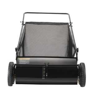 VEVOR Push Lawn Sweeper, 26-inch Leaf & Grass Collector, Strong Rubber Wheels & Heavy Duty Thickened Steel, Durable to Use with Large Capacity 7 cu. ft. Mesh Collection Hopper Bag, 4 Spinning Brushes