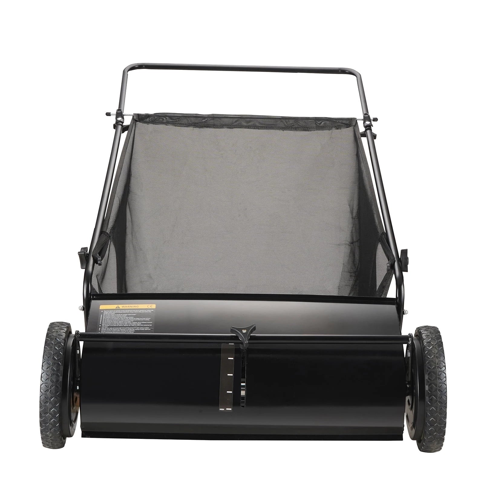 VEVOR Push Lawn Sweeper, 26-inch Leaf & Grass Collector, Strong Rubber Wheels & Heavy Duty Thickened Steel, Durable to Use with Large Capacity 7 cu. ft. Mesh Collection Hopper Bag, 4 Spinning Brushes