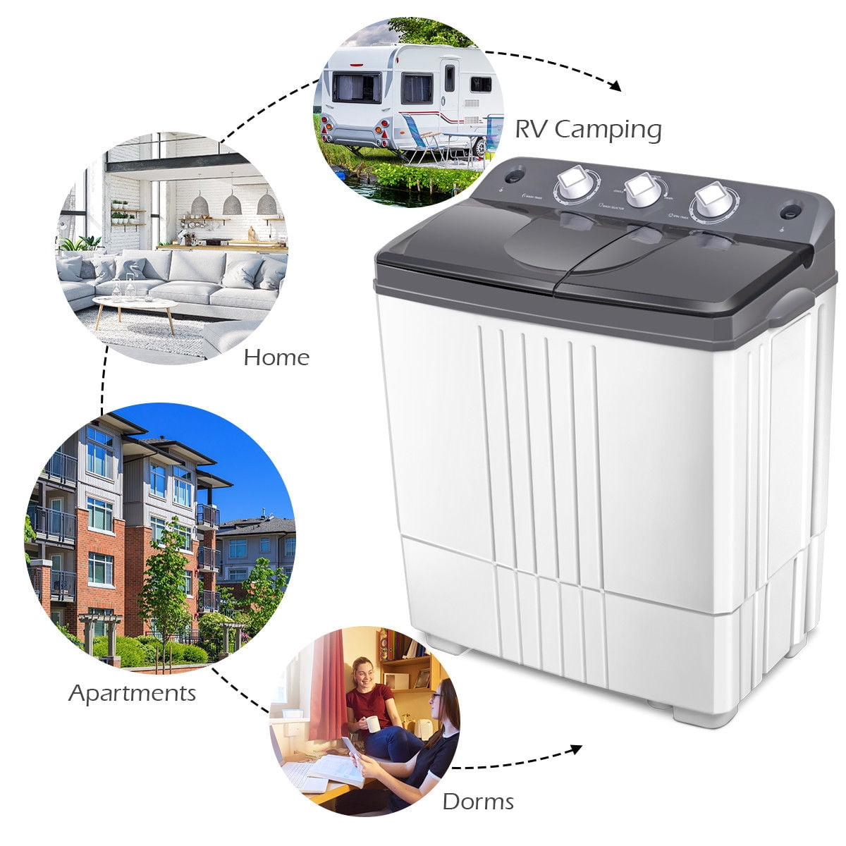 Costway 4.5KG Portable Mini Washing Machine Compact Twin Tub Washer Spain Spinner