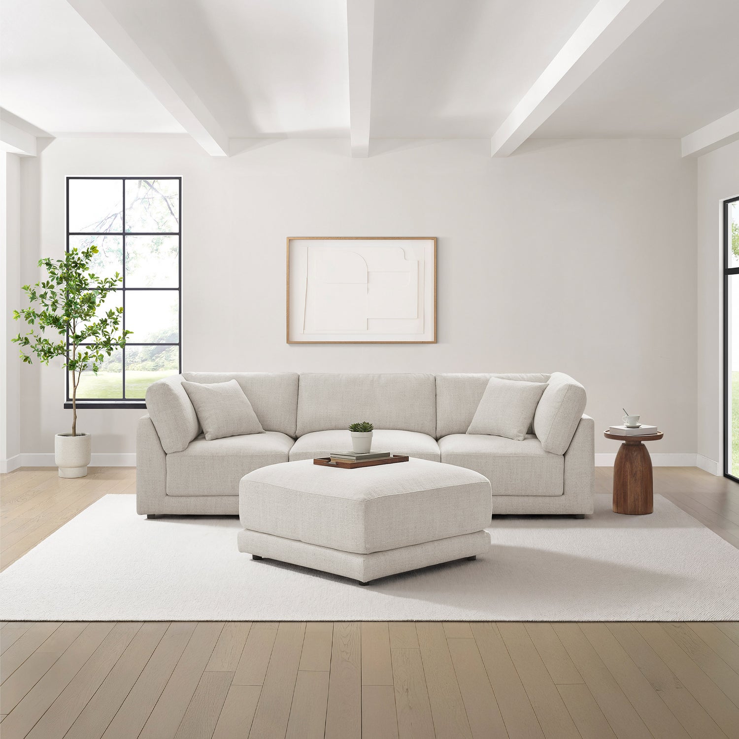 Aiden & Ivy Dayna 4-piece Modular Fabric Sofa with Ottoman