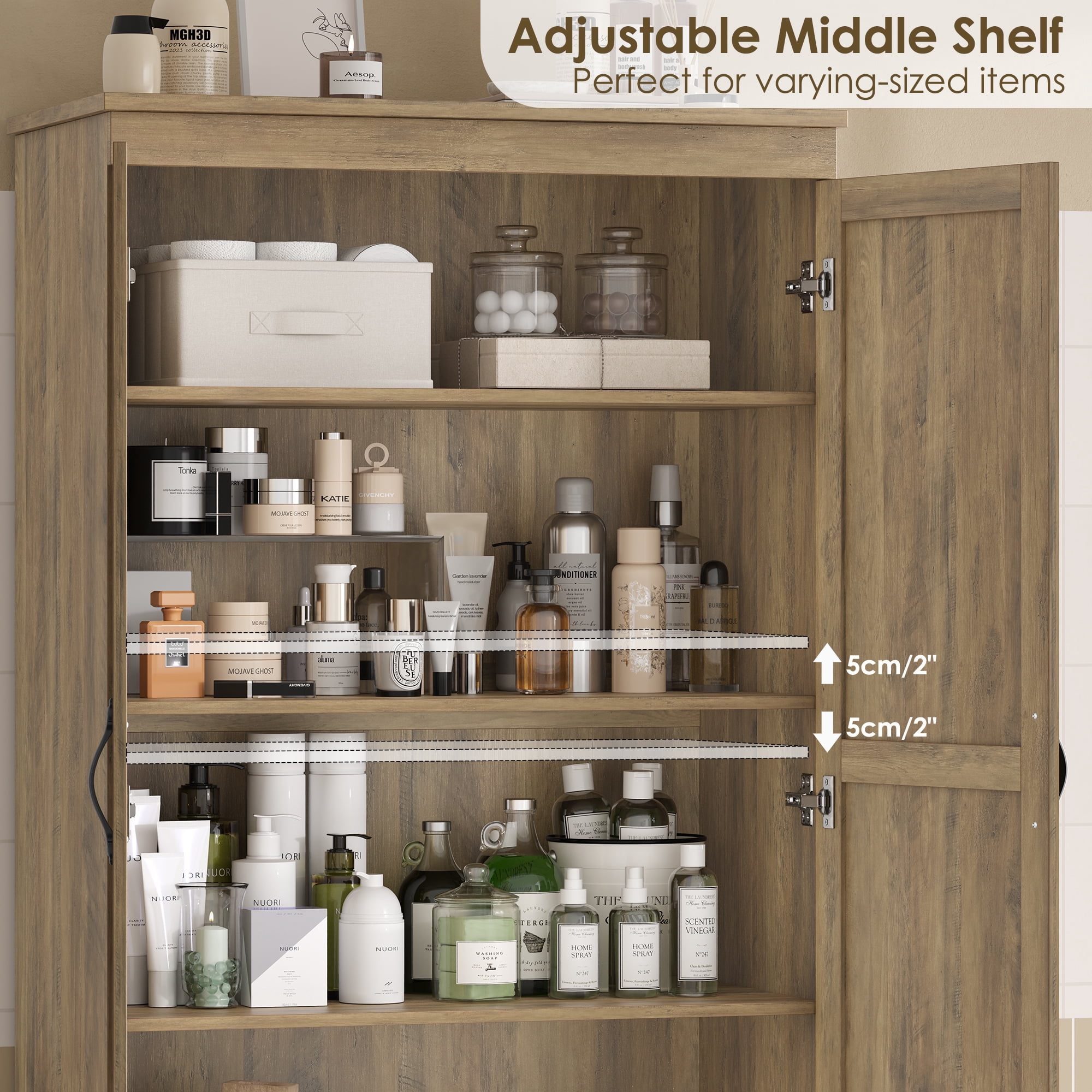 Homfa 70'' Tall Kitchen Pantry with Shelf & Drawer, Farmhouse 2 Door Pantry Storage Cabinet for Dining Room Living Room