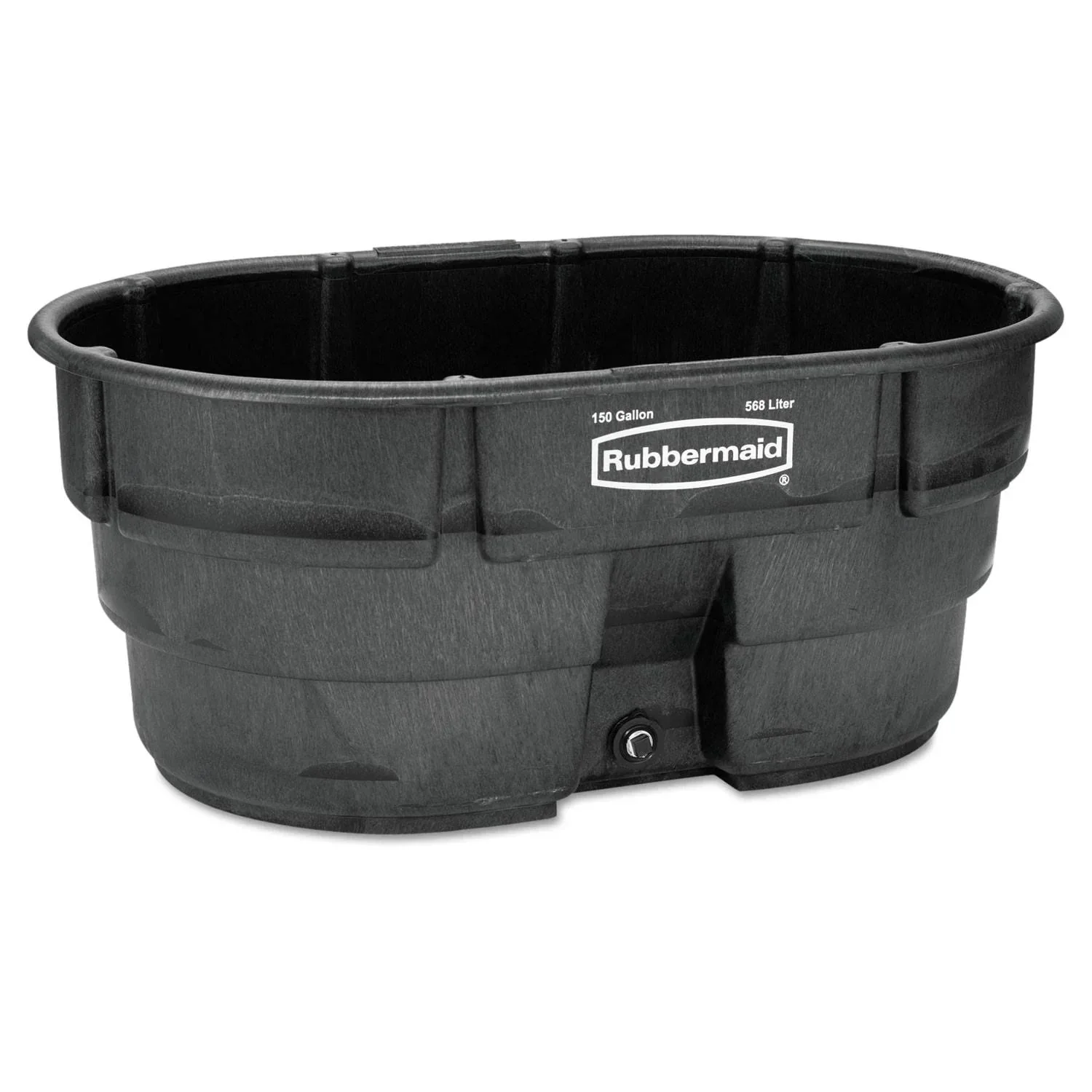 Rubbermaid FG424500BLA Stock Tank. 150 Gal Capacity. Plastic. Black - MadeInUSA