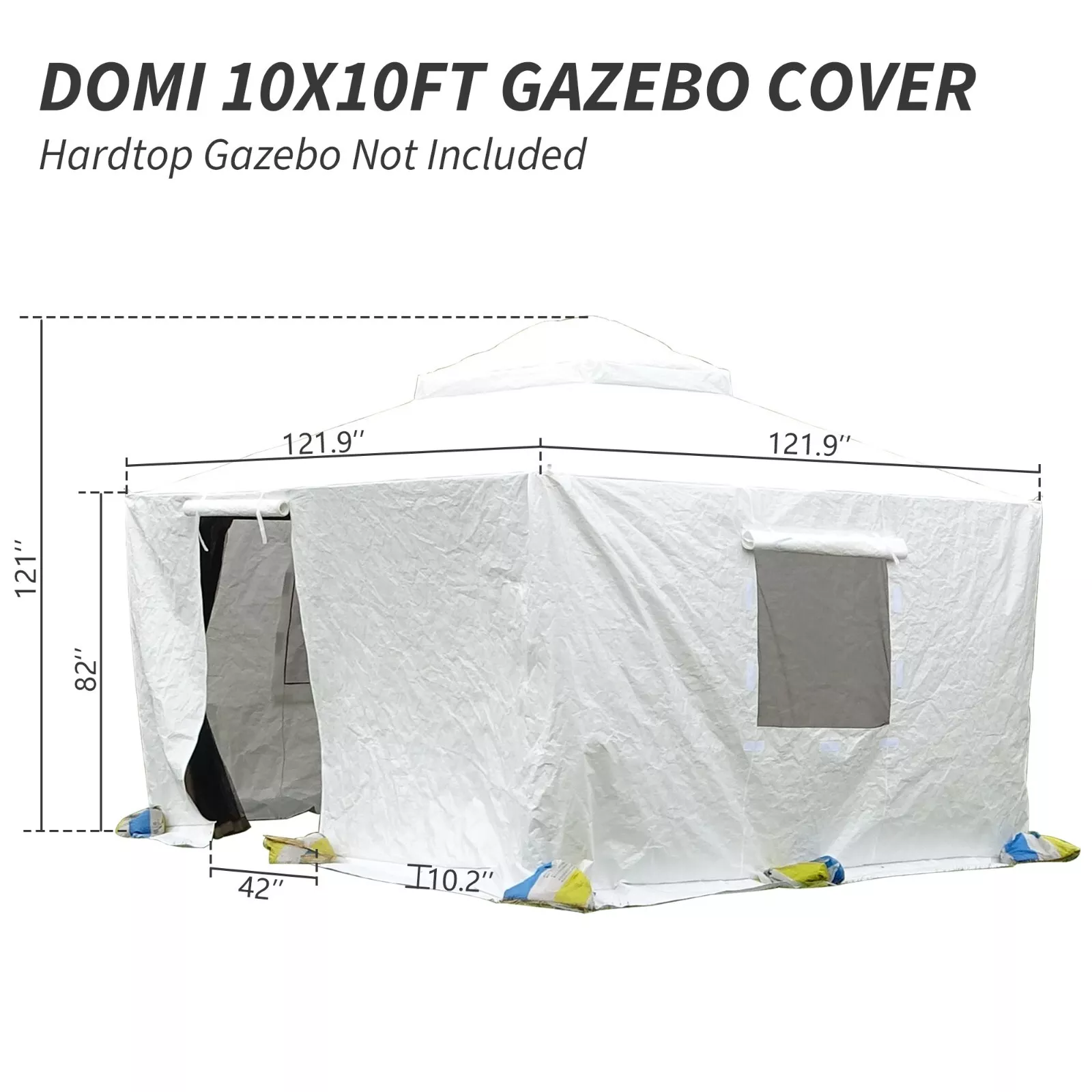 Gazebo Accessories Double Roof Universal Winter Gazebo Cover for Hardtop Gazebos,Enclosed Cover with Sidewalls and Mesh Windows Waterproof (White)