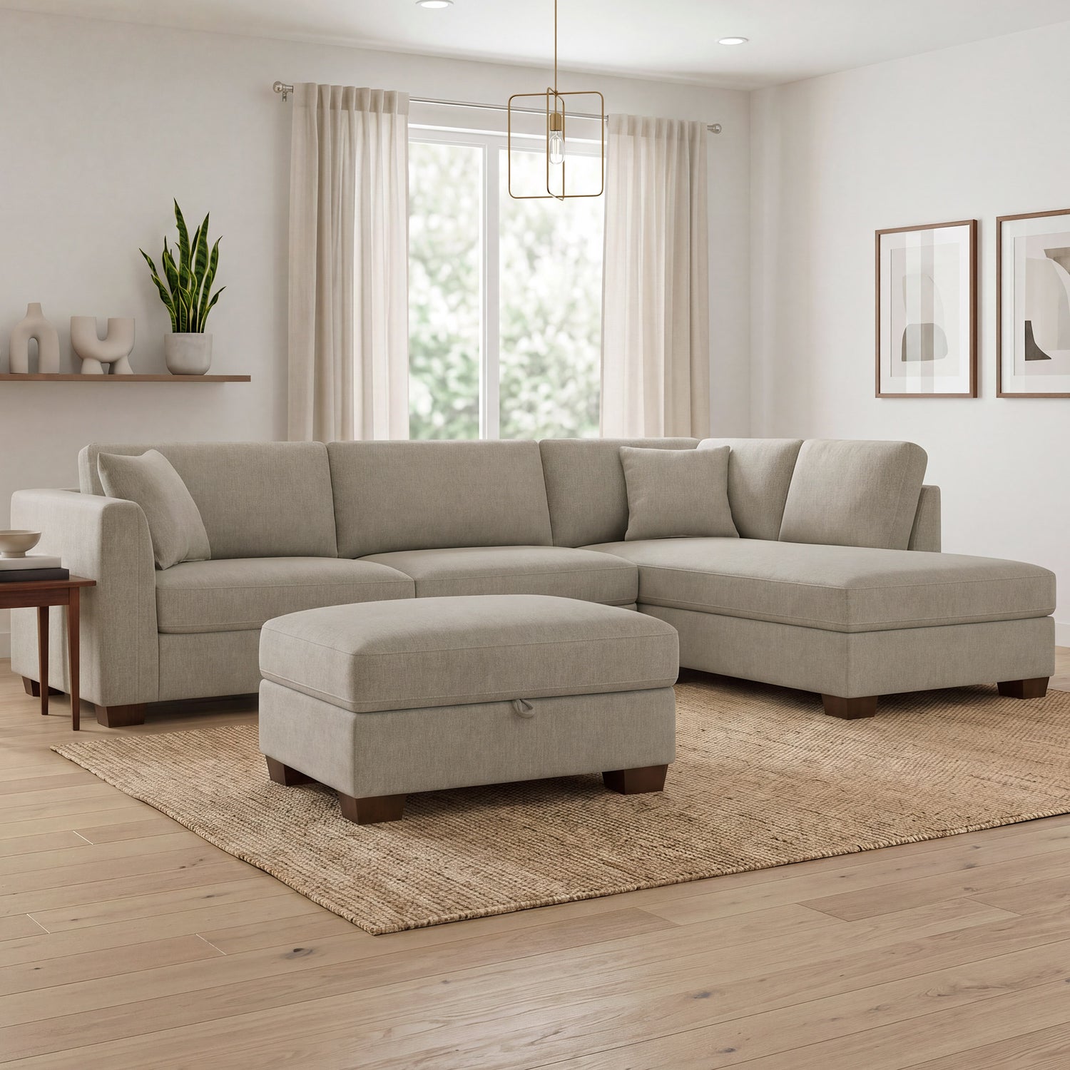 Thomasville Walsen 3-piece Fabric Sectional with Storage Ottoman