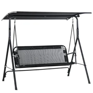 Outsunny 2-Person Patio Swing Chair with Adjustable Canopy for Porch Garden