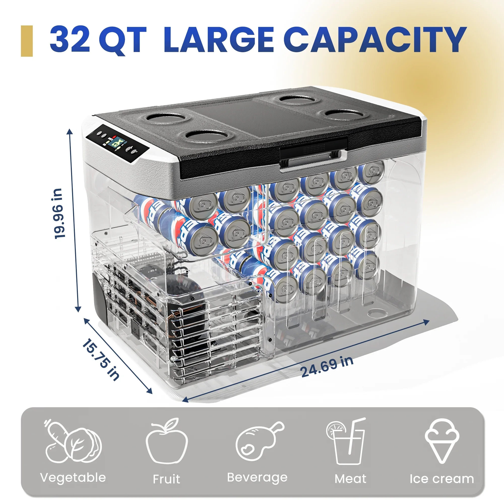 Simzlife 12 Volt Car Refrigerator 22 Quart Portable Fridge Freezer Compressor Cooler 12/24V DC 110~240 Volt AC for Truck Van RV Camper SUV Travel Camping Road Trips