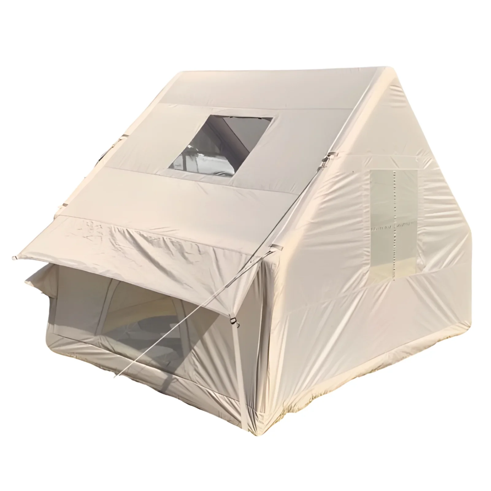 Wilitto Inflatable Tent for Camping, 1-6 Person Blow-up Air Tent, Easy Setup Waterproof Windproof Cabin Tent, 4 Seasons Family Glamping Tent House _Beige