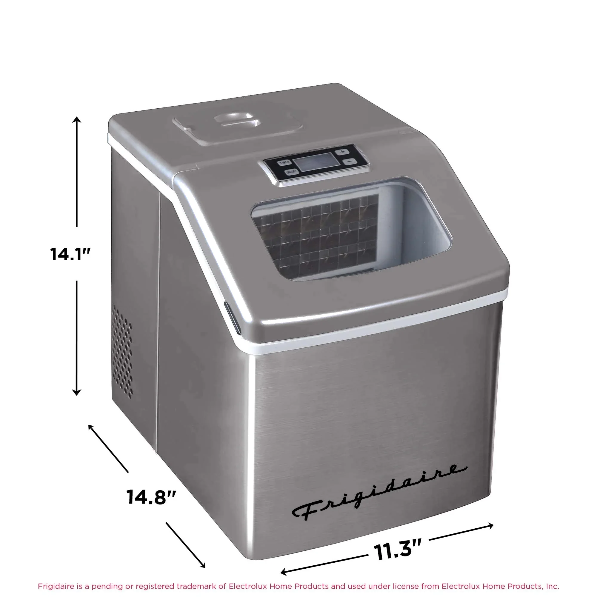Frigidaire 40lbs. Countertop Clear Square Ice Maker - Stainless Steel