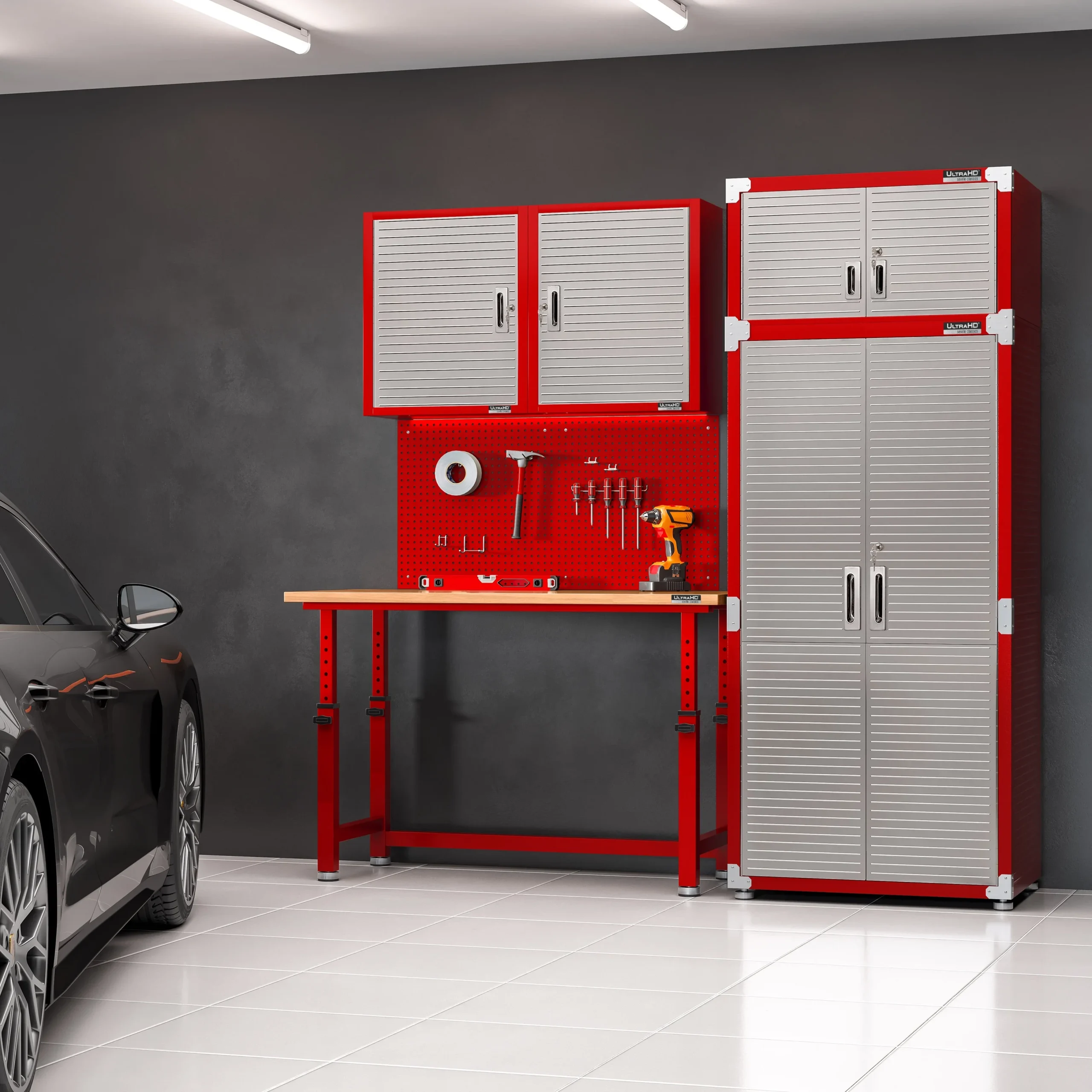 Seville Classics UltraHD? Steel Body Lockable Storage Cabinet Organizer Locker Shelving Unit, Graphite, 30" W x 18" D x 72" H