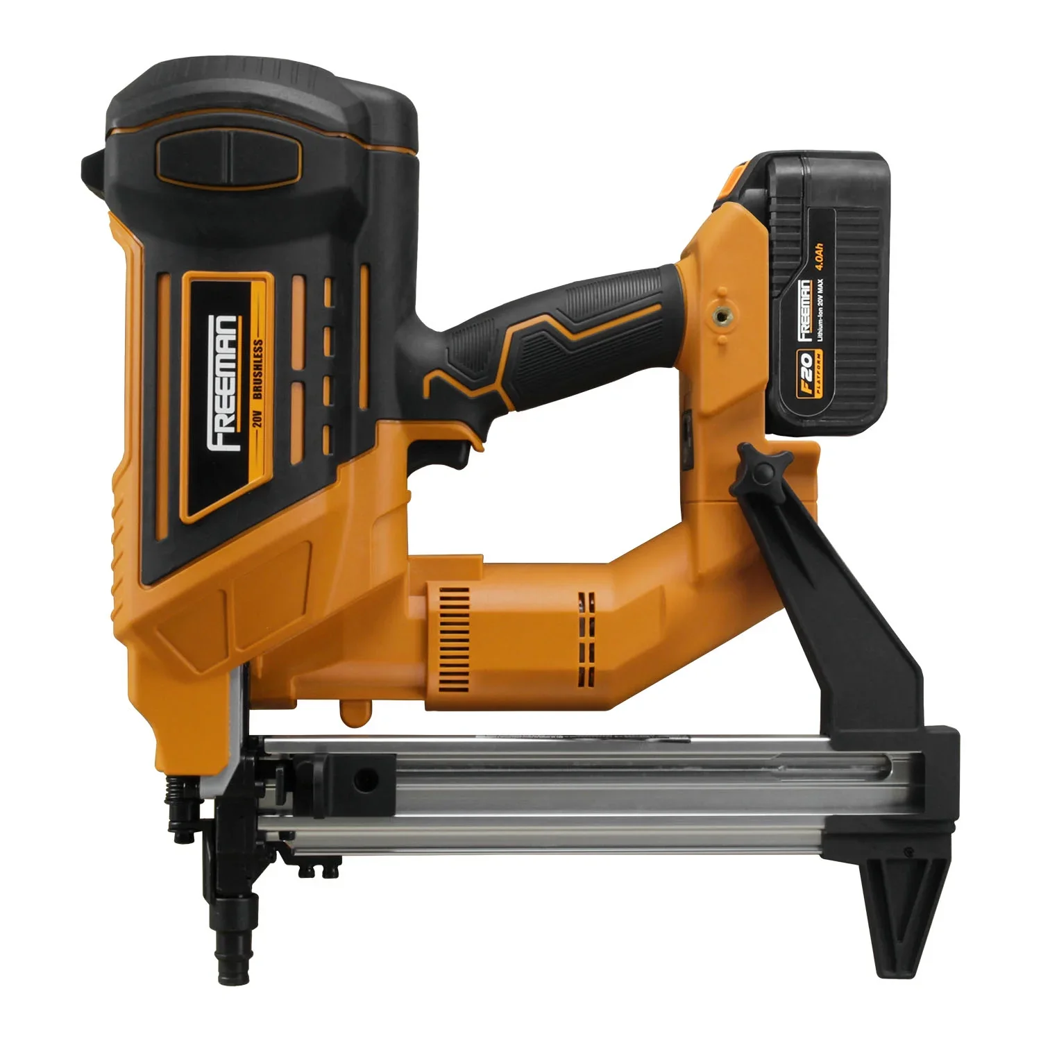 Freeman PE20VCSPN40 20 Volt Cordless and Brushless 1-1/2" Concrete Nailer Kit with Lithium Ion Battery, Charger, and Case -C 750 Shots per Charge