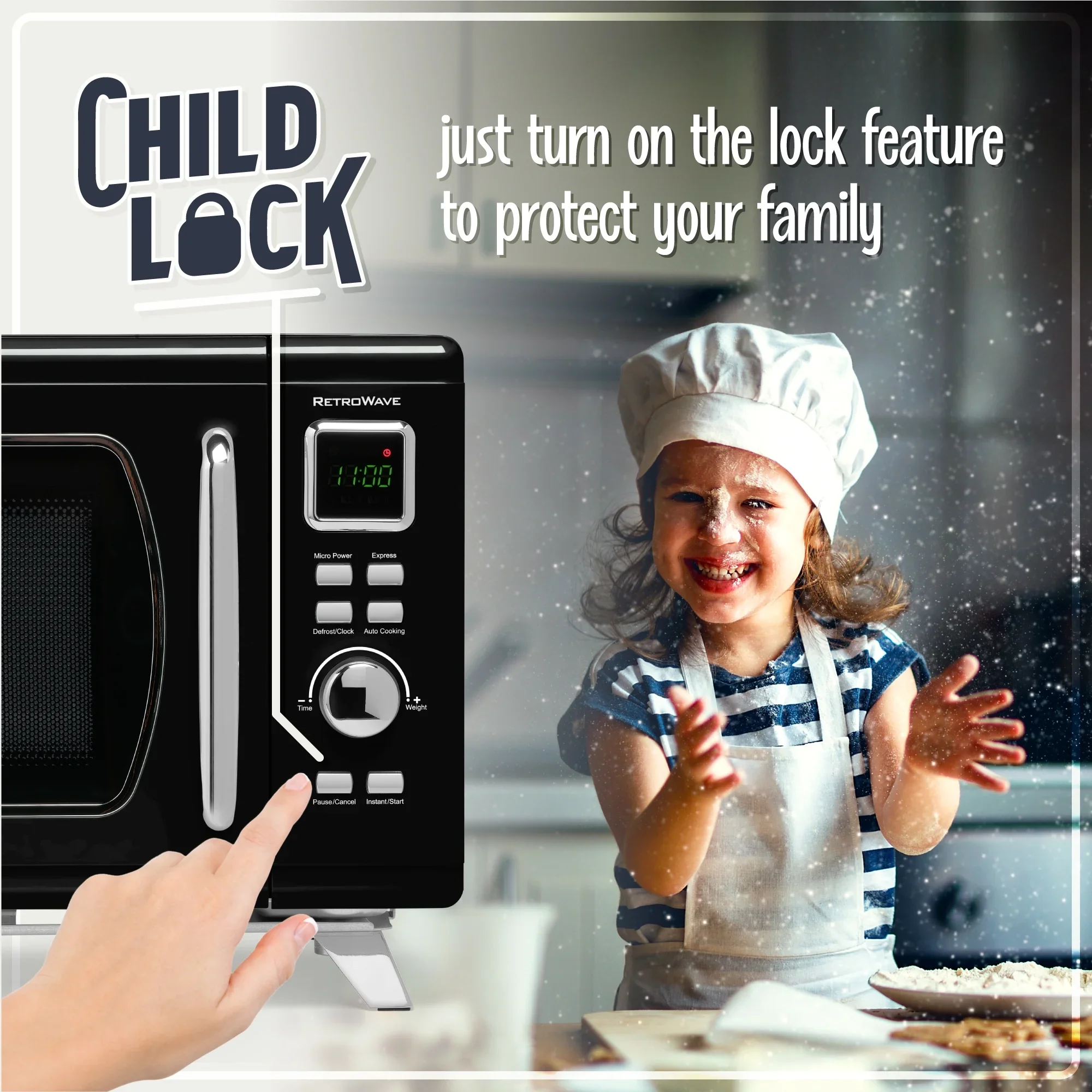 Nostalgia Mid-Century Retro 0.9 Cu. Ft. 900-Watt Microwave Oven, Black