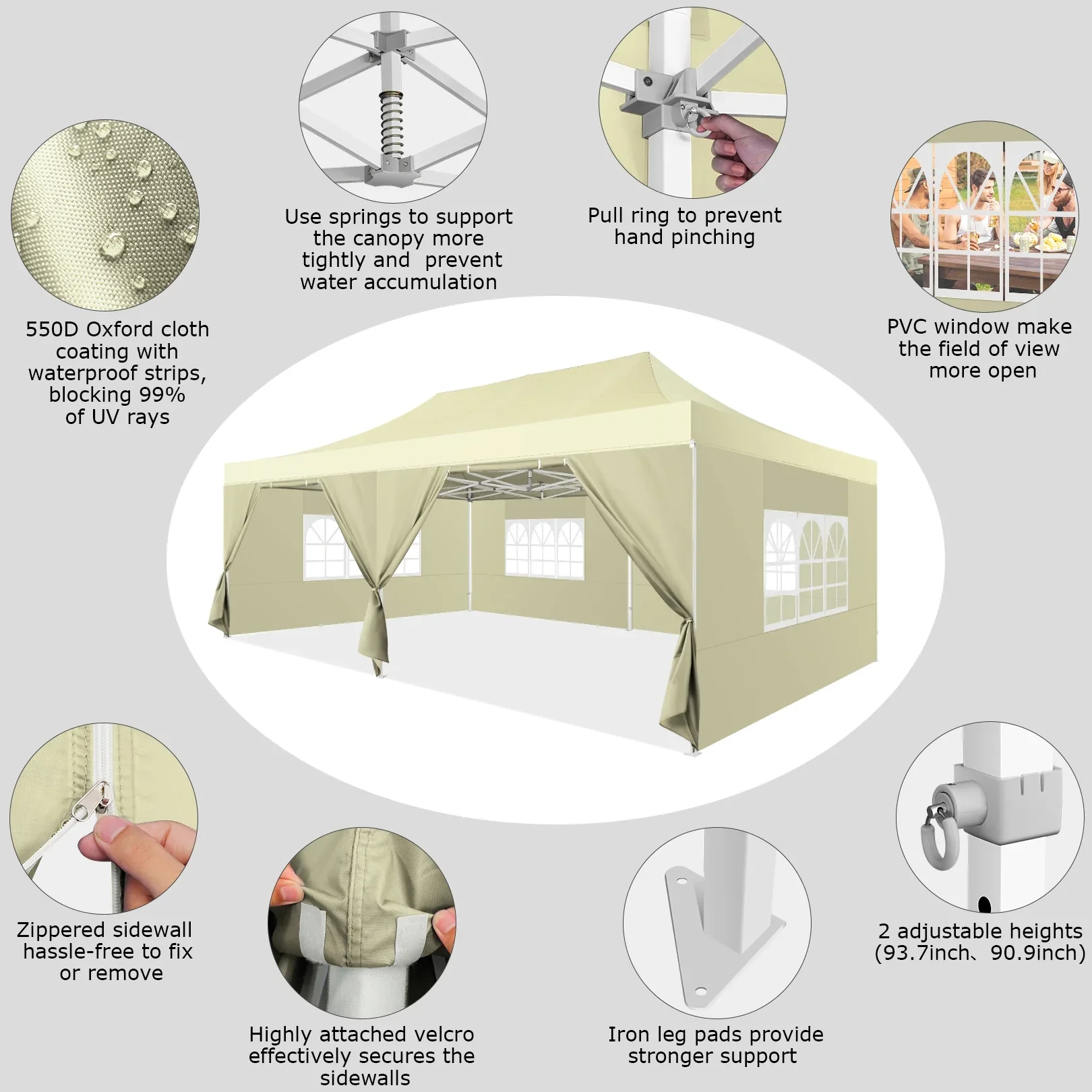 COBIZI 13x26 Heavy Duty Commercial Canopy Tent,Easy Pop Up Party Tent Gazebo,Outdoor Portable Party Canopy,Extra-large Size Space For Outside Wedding Gathering Activities,Waterproof&UPF 50+,White