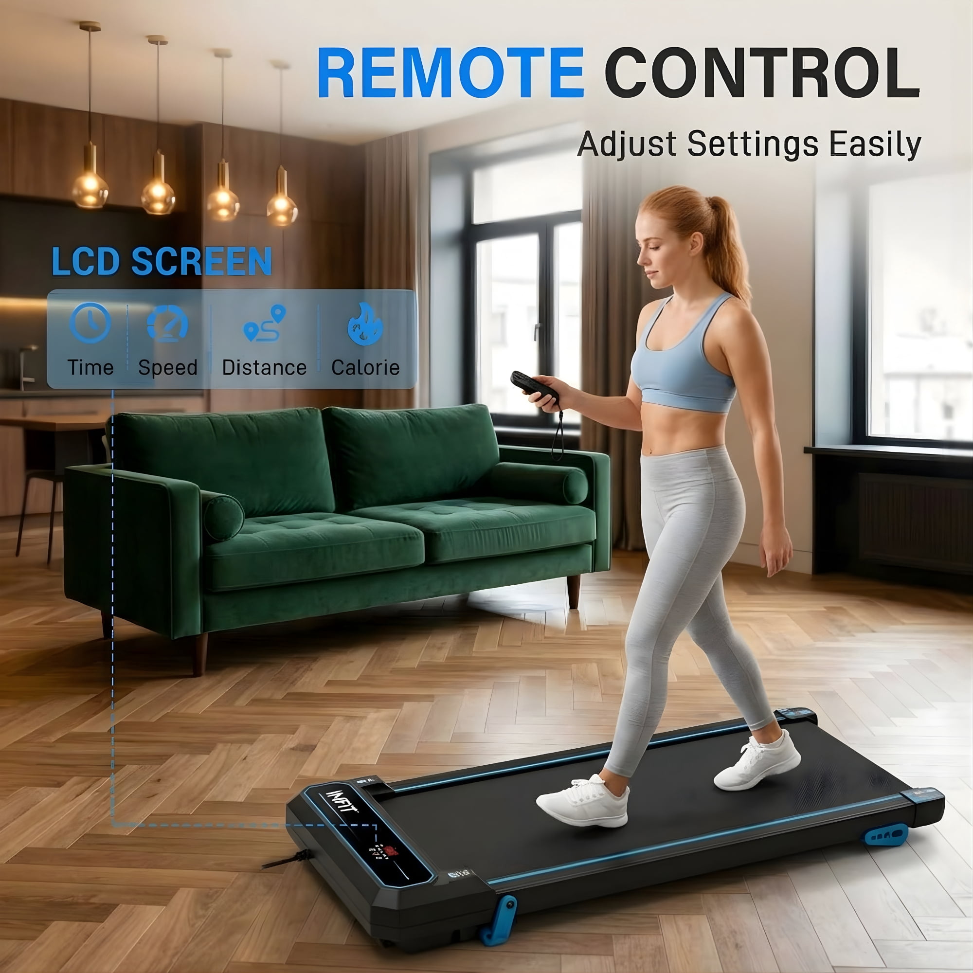 IMFIT Walking Pad Treadmill for Home & Office | Under Desk Walking Pad with 3-Level Vibration Recovery | Quiet Motor Walking Pad for Daily Cardio, Fitness, Calories Burn, Glutes, Core, Legs