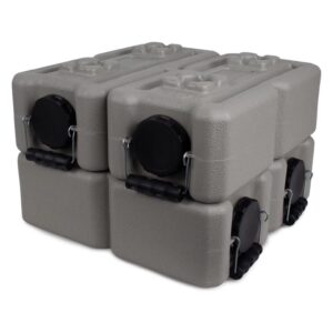 International Water Storage Containers for Emergency Water Storage | 4-Pack of Stackable 3.5 Gallon Water Container Bricks | Food-Grade HDPE Plastic | BPA- | STD Tan