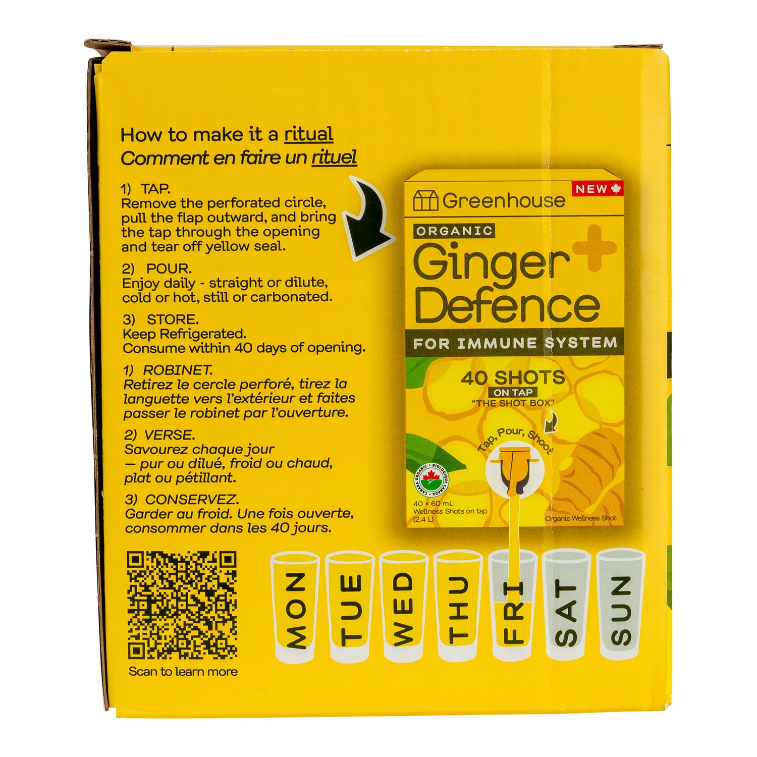 Greenhouse Ginger Defence Organic Wellness Shot Box, 2 × 2.4 L (80 Servings)