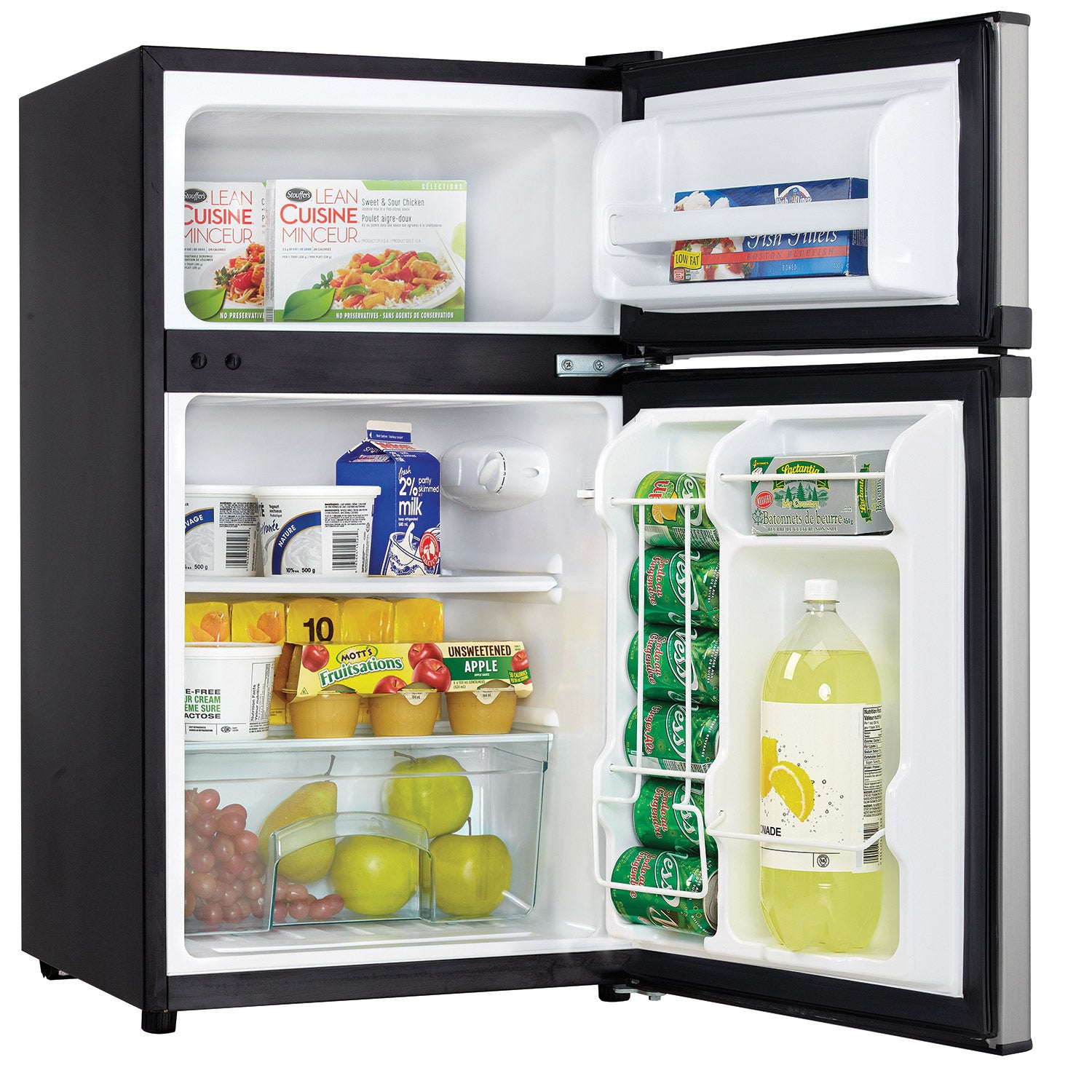 Danby Designer 3.1 cu. ft. Dual Door Compact Fridge with Freezer in Stainless-steel Look